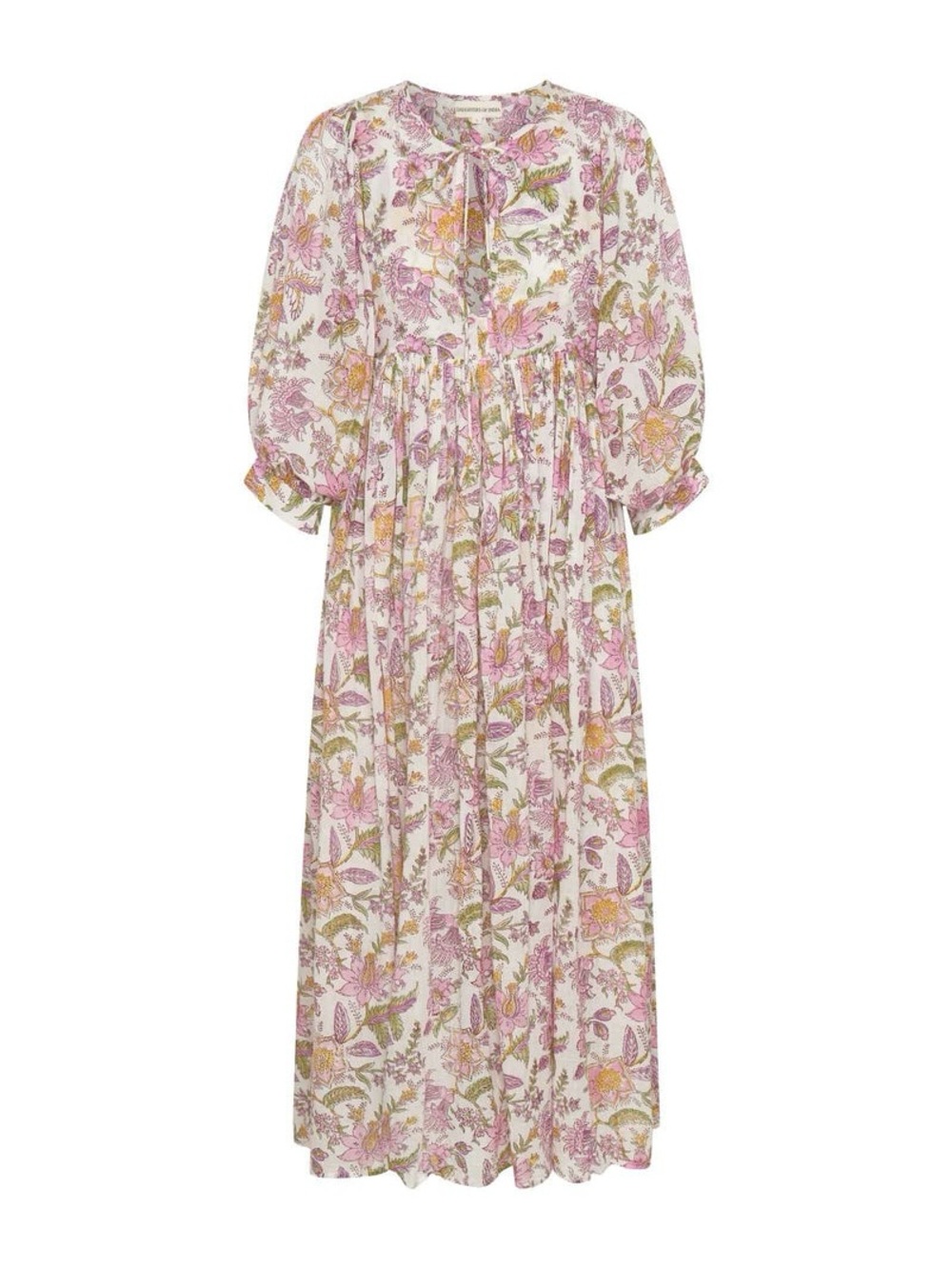 Daughters of India Kyra Maxi Dress Fuchsia Bloom Pink Floral M EUC - Picture 6 of 11